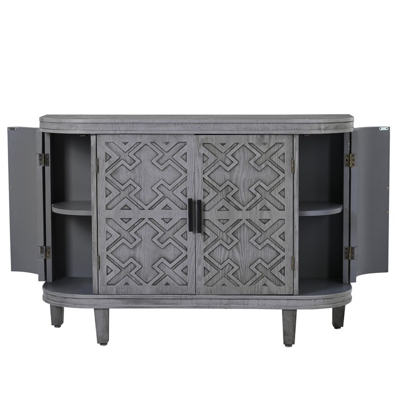 Accent Storage Cabinet Sideboard with Antique Pattern Doors for Entryway