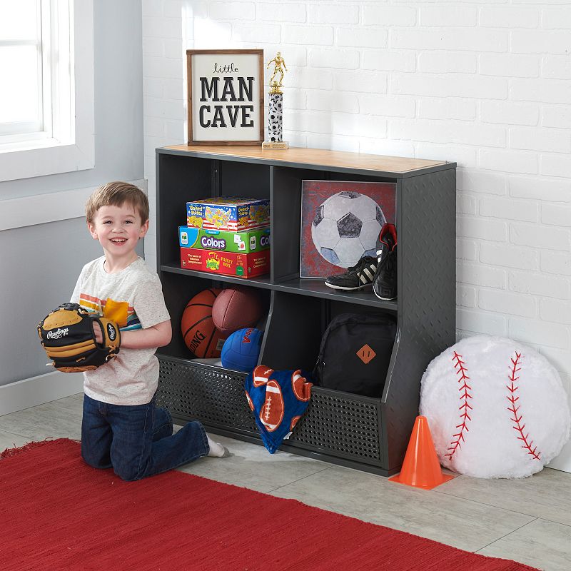 Badger Basket Metal and Bamboo Multi-Bin Storage Cubby