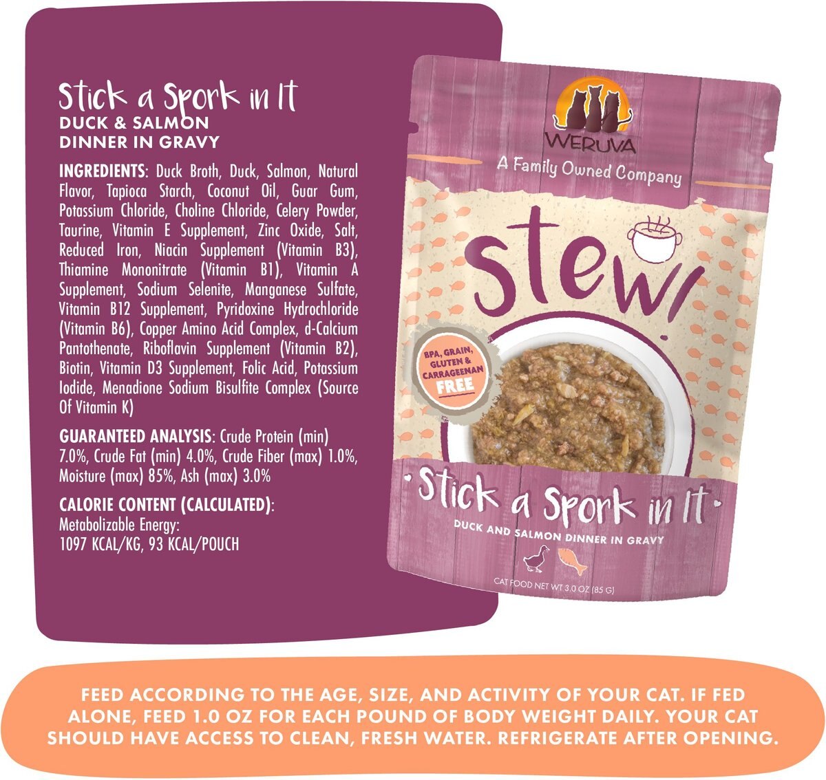 Weruva Classic Cat Stick a Spork in It Duck and Salmon in Gravy Stew Cat Food Pouches