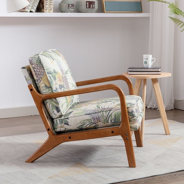 Accent Chair Modern Wood Upholstered Arm Chair