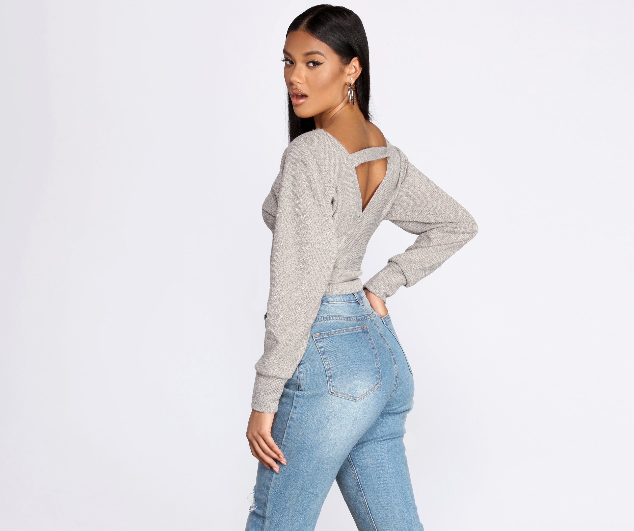 La Femme Knit Wrap Sweater