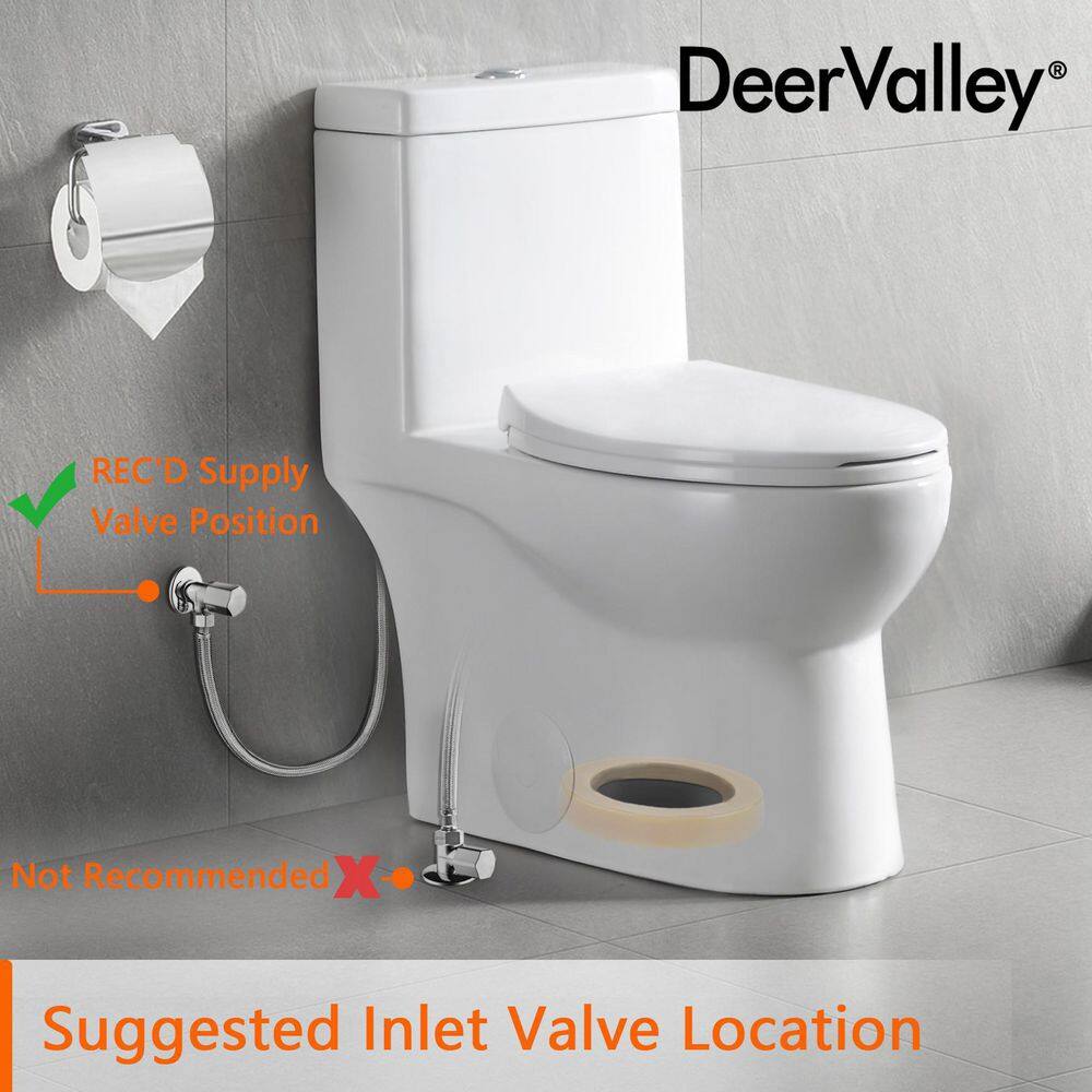 DEERVALLEY Ally 1-Piece 0.81.28 GPF Dual Flush Elongated ADA Comfort Height Toilet in Glossy White Seat Included DV-1F52816