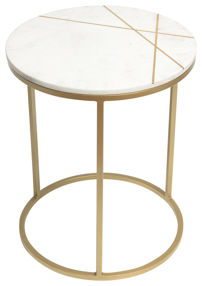 Piers Inlay Round Marble Side Table   Contemporary   Side Tables And End Tables   by Best Home Fashion  Houzz