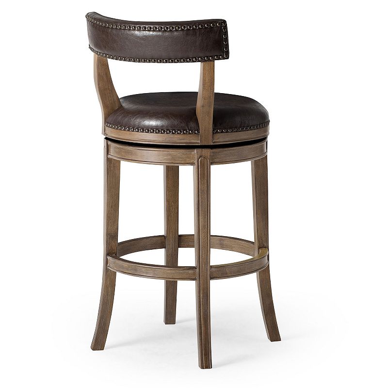 Maven Lane Alexander Bar Stool In Walnut Finish W/ Marksman Saddle Vegan Leather