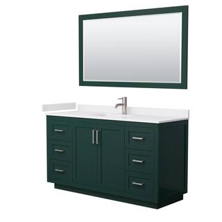 Wyndham Collection Miranda 60 in. W x 22 in. D x 33.75 in. H Single Sink Bath Vanity in Green with White Cultured Marble Top and Mirror WCF292960SGEWCUNSM58