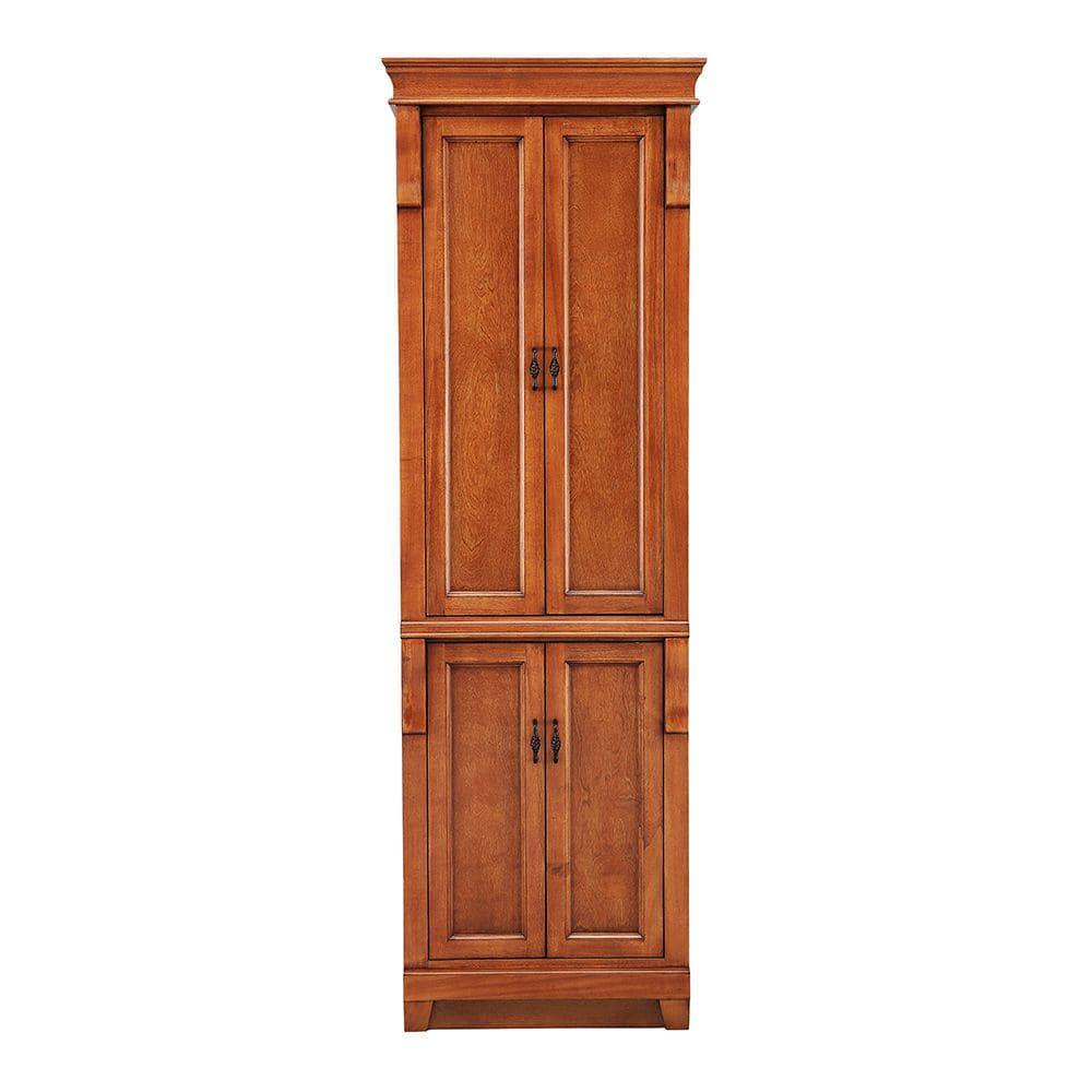 Home Decorators Collection Naples 24 in W x 17 in D x 74 in H Bathroom Linen Cabinet in Warm Cinnamon