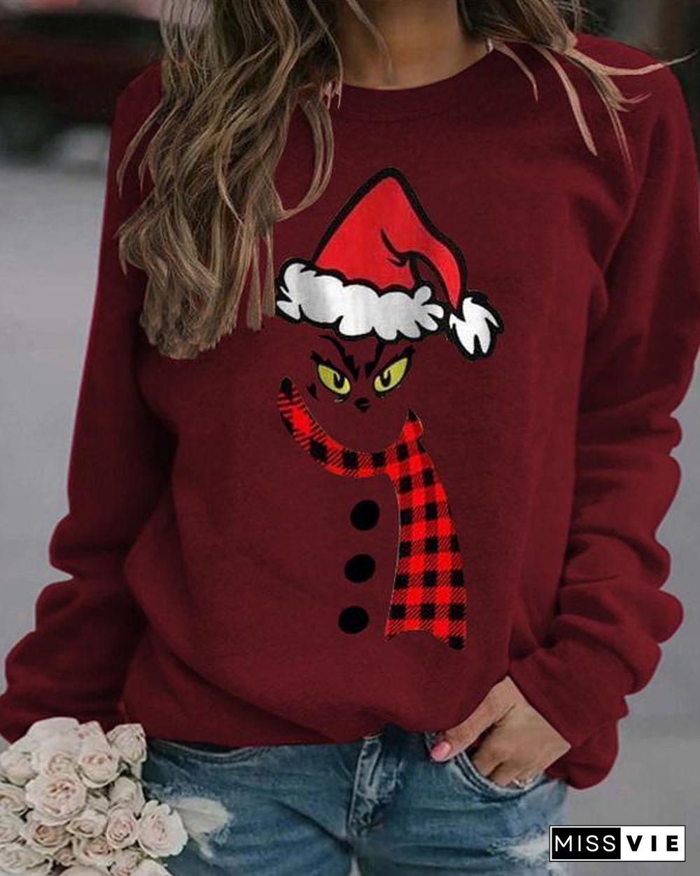 Christmas Print Long Sleeves Casual Daily Sweatshirts