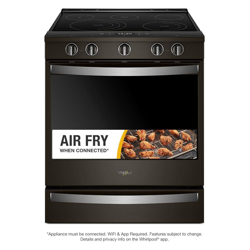 Whirlpool 6.4 cu. ft. Smart Slide-In Electric Range with Air Fry When Connected in Fingerprint Resistant Black Stainless WEE750H0HV