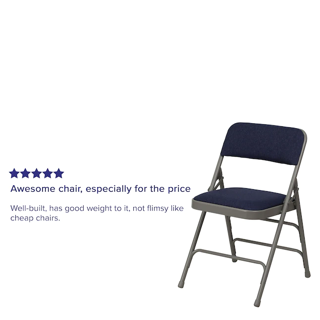 Flash Furniture Navy Fabric/Gray Frame Banquet Folding Chair with Upholstered Seat (Indoor)