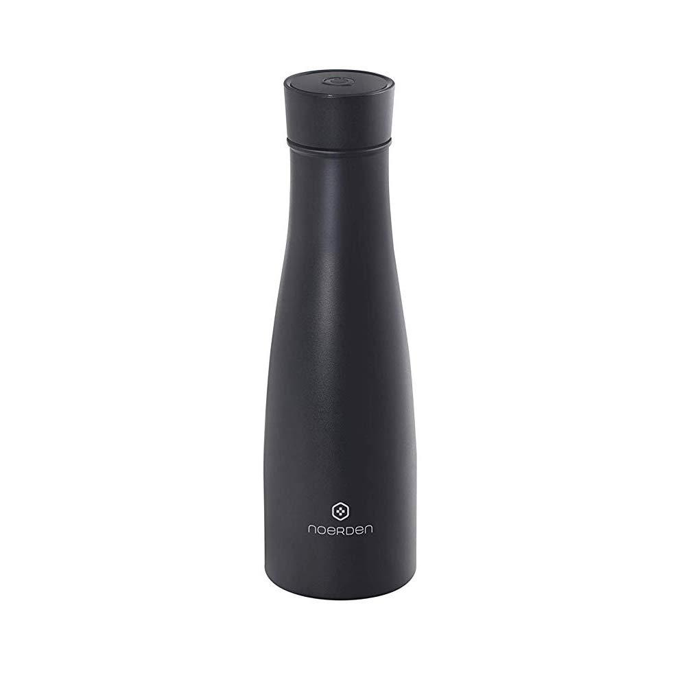 Noerden LIZ Smart Water Bottle 16 oz UV Self-Cleaning Sterilization Vacuum Insulated Stainless Steel， Black