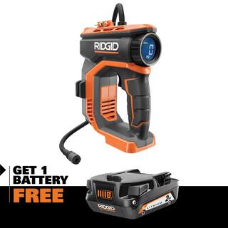 RIDGID 18V Cordless Digital Inflator with 18V 2.0 Ah Lithium-Ion Battery R87044-AC8400802