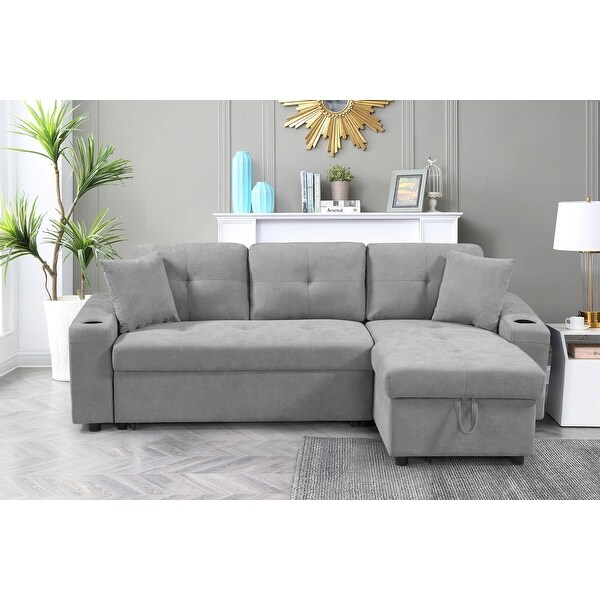 3-Seater L-Shape Sleeper Sofa Bed Convertible Sectional Couch