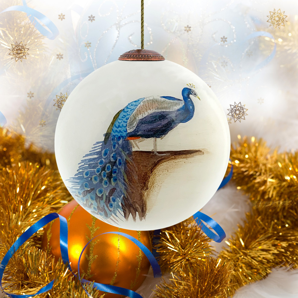 Peacock Glass Ornament Collection  Set of 4   Traditional   Christmas Ornaments   by overstockArt  Houzz