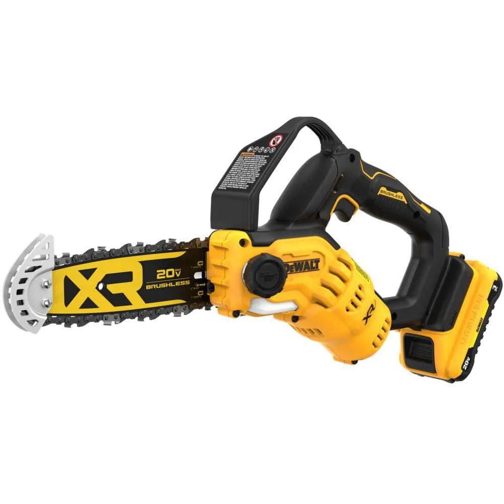 DW 8 in. 20-Volt Lithium-Ion Pruning Electric Battery Chainsaw Kit with 3Ah Battery and Charger DCCS623L1