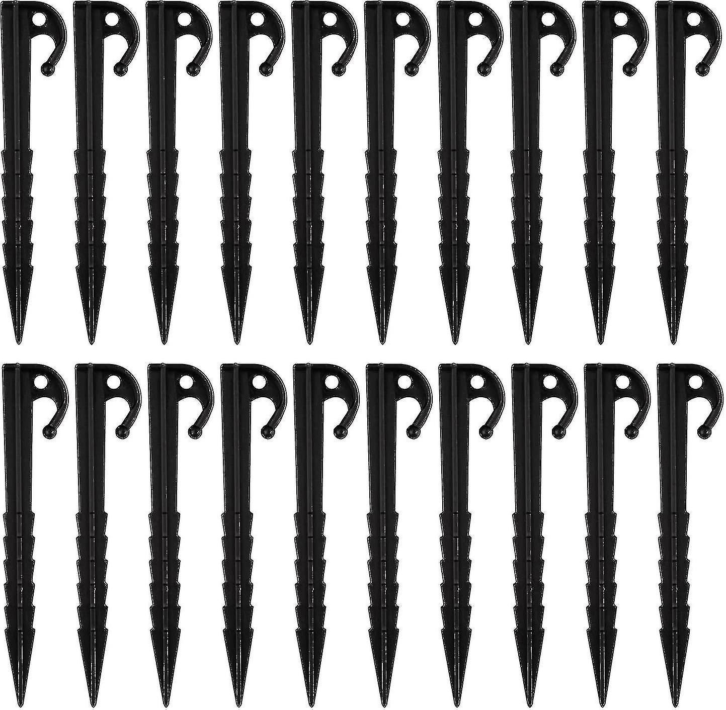 20pcs Plastic Tent Pegs Heavy Duty Plastic Tent Pegs Camping Tent Fix (black)