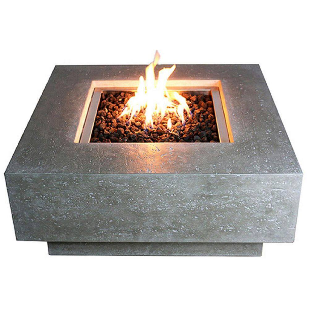 ENVELOR:Envelor Elementi Manhattan 36 in. x 36 in. Square Concrete Propane Fire Pit Table with Lava Rock ENV-OFG103-LP