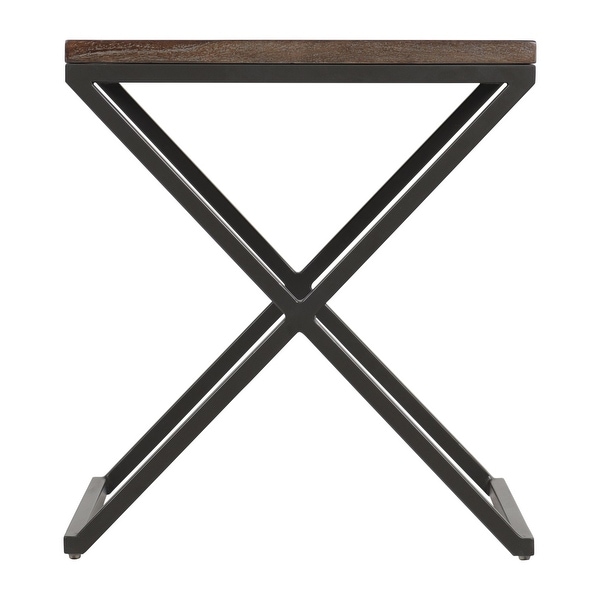 Elgin Mango and Metal Accent Side Table with Cross Leg Base