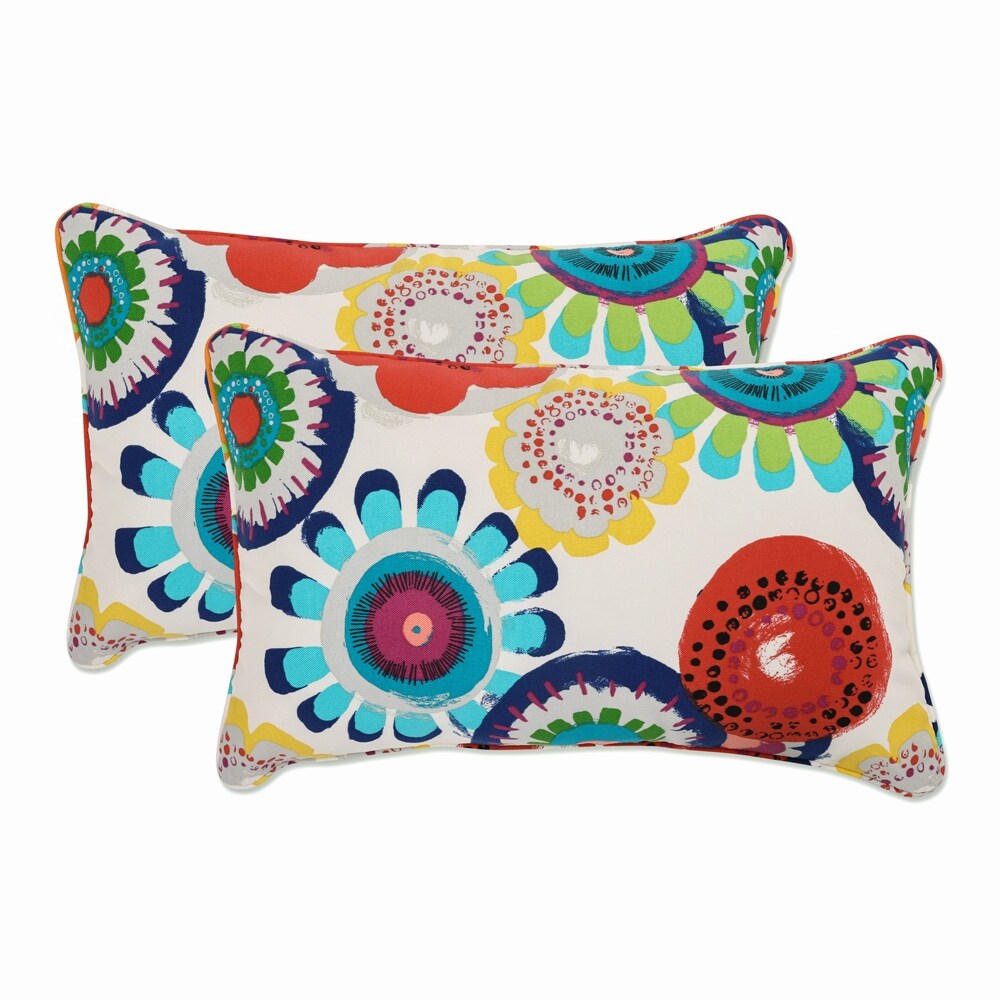 Pillow Perfect White/ Multi Floral Outdoor Toss Pillows (Set of 2)