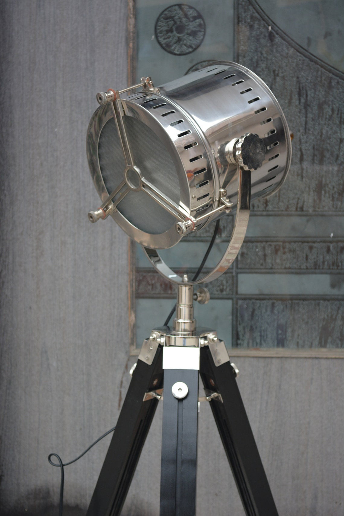 Hollywood Nautical Vintage Searchlight Steel Floor Lamp Spotlight Floor Tripod Stand