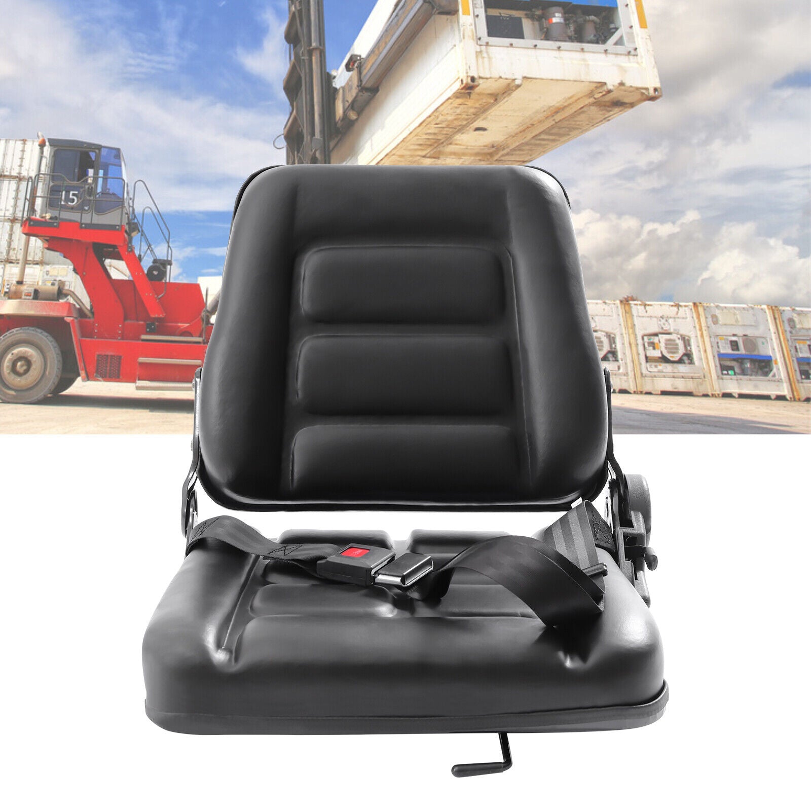 TOOL1SHOoo Universal Adjustable Forklift Seat with Safety Belt Full Suspension Seat Replacement