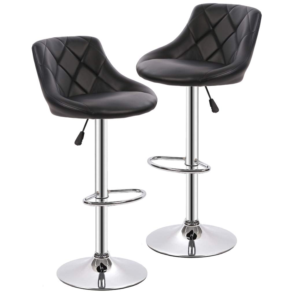 FDW Bar Stool with Adjustable Height， Black， Set of 2