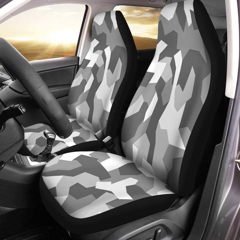 ZHANZZK Set of 2 Car Seat Covers Camouflage Geometric Texture Universal Auto Front Seats Protector Fits for Car，SUV Sedan，Truck