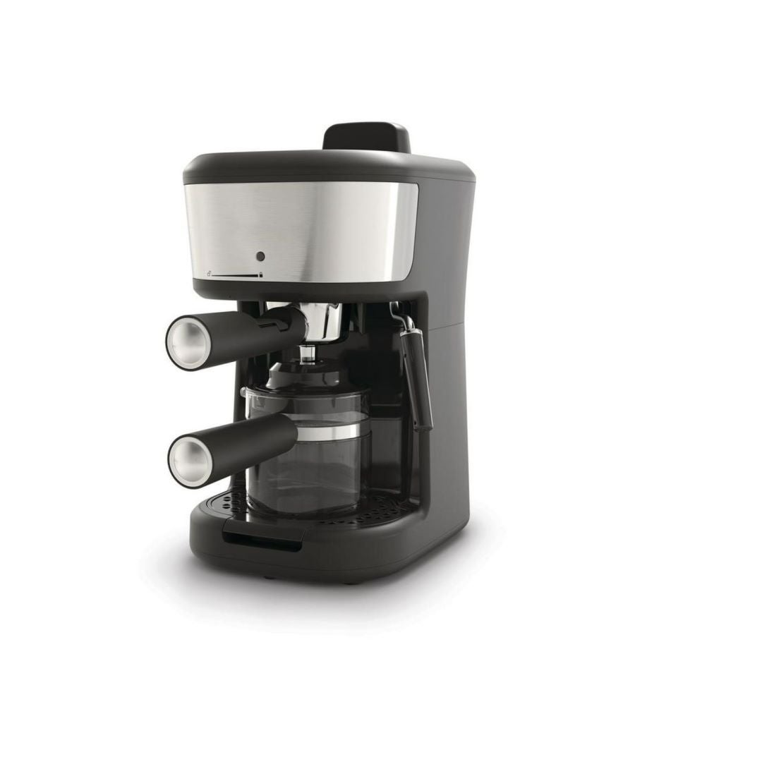 4-Shot Steam Espresso， Cappuccino， and Latte Maker in Black