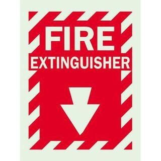 Brady 14 in. x 10 in. Glow-in-the-Dark Self-Stick Polyester Fire Extinguisher with Arrow Sign 80162