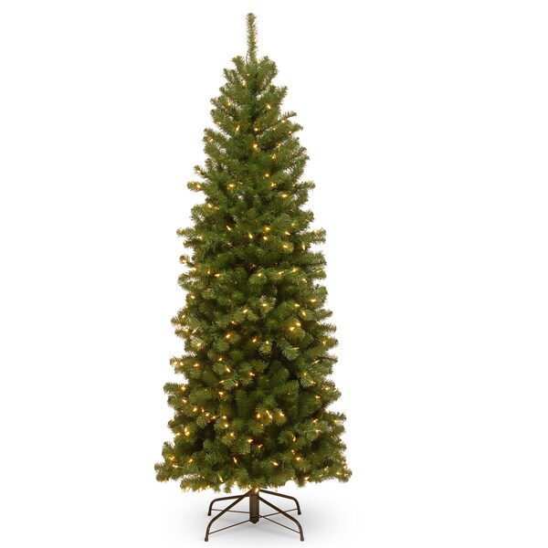 National Tree Company 6 ft. Spruce Pencil Slim Tree with Clear Lights