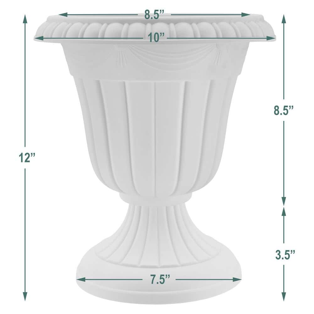 Arcadia Garden Products Traditional 10 in. x 12 in. Whitewash Plastic Urn PL20WW