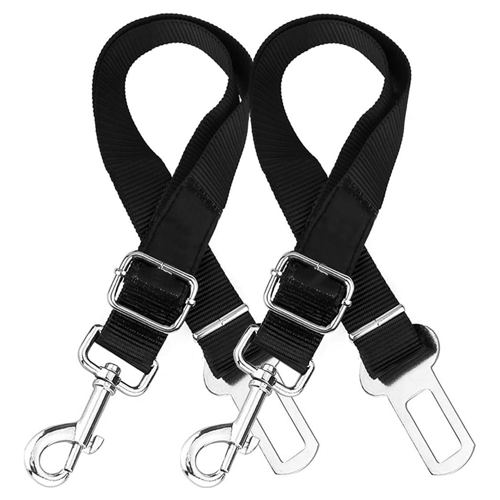 (2-Pack) Pet Seat Belt， EEEkit Restraint Adjustable Dog Cat Car Safety Seatbelt Nylon Fabric Dog Vehicle Harness Seatbelts， Black