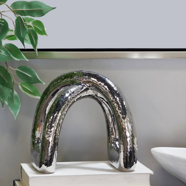 Porcelain Abstract Arched Sculpture Silver Cosmoliving By Cosmopolitan