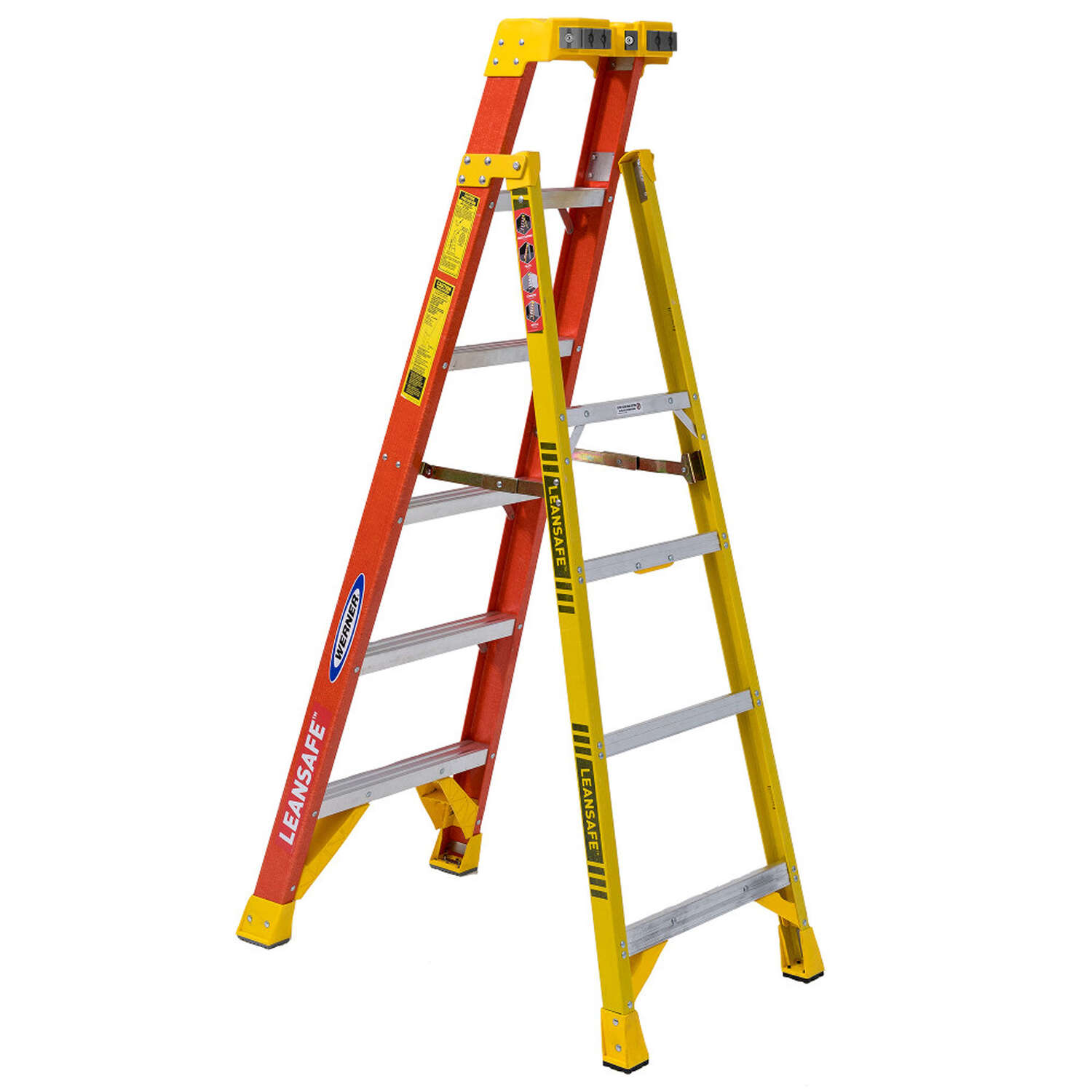 Werner LEANSAFE 4 ft. H Fiberglass Step Ladder Type IA 300 lb. capacity