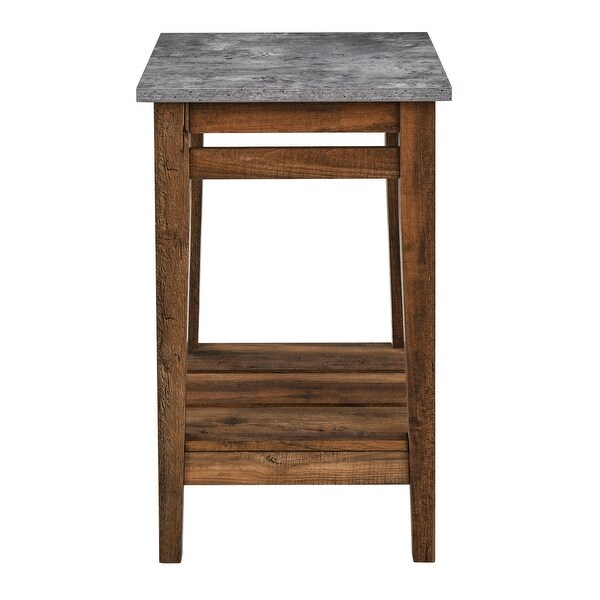 Modern Farmhouse Plank End Table， Dark Concrete