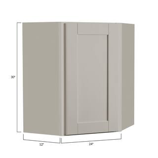 Hampton Bay Shaker Dove Gray Stock Assembled Diagonal Corner Wall Kitchen Cabinet (24 in. x 30 in. x 12 in.) KWD2430-SDV