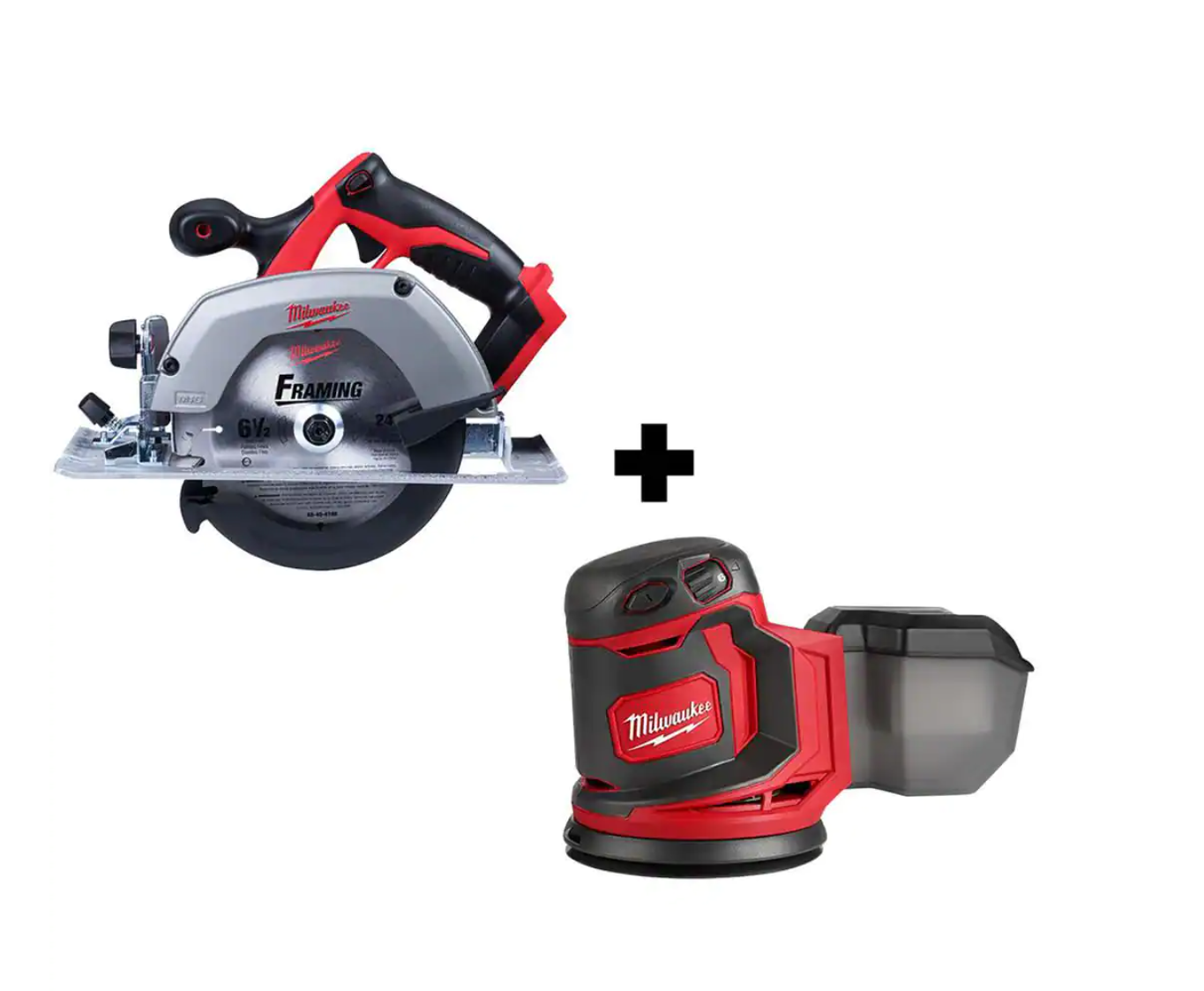 Milwaukee 2630-20-2648-20 M18 18V Lithium-Ion Cordless 6-1/2 in. Circular Saw with M18 5 in. Random Orbit Sander