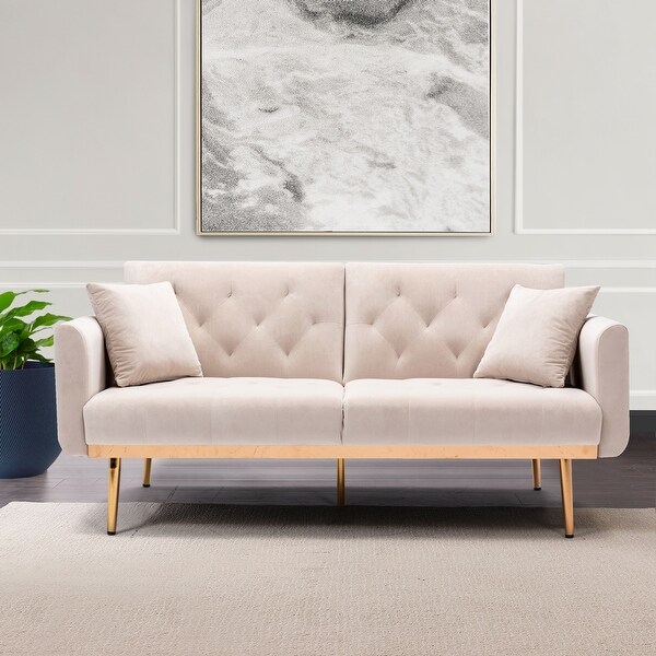 Zenith 63.78 in Velvet Modern Straight Reclining Tufted Sofa