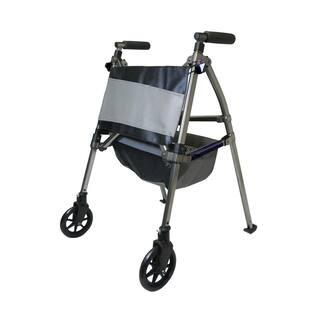 SIGNATURE LIFE Elite Travel Micro 2-Wheeled Walker with Pouch and Basket for Petite and Juniors in Black Walnut 7665-BW