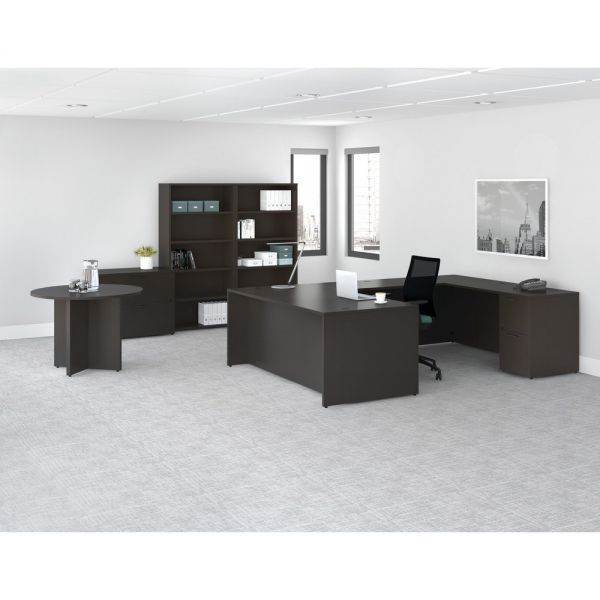 Lorell Prominence 2.0 Espresso Laminate Box/Box/File Left-Pedestal Desk - 3-Drawer