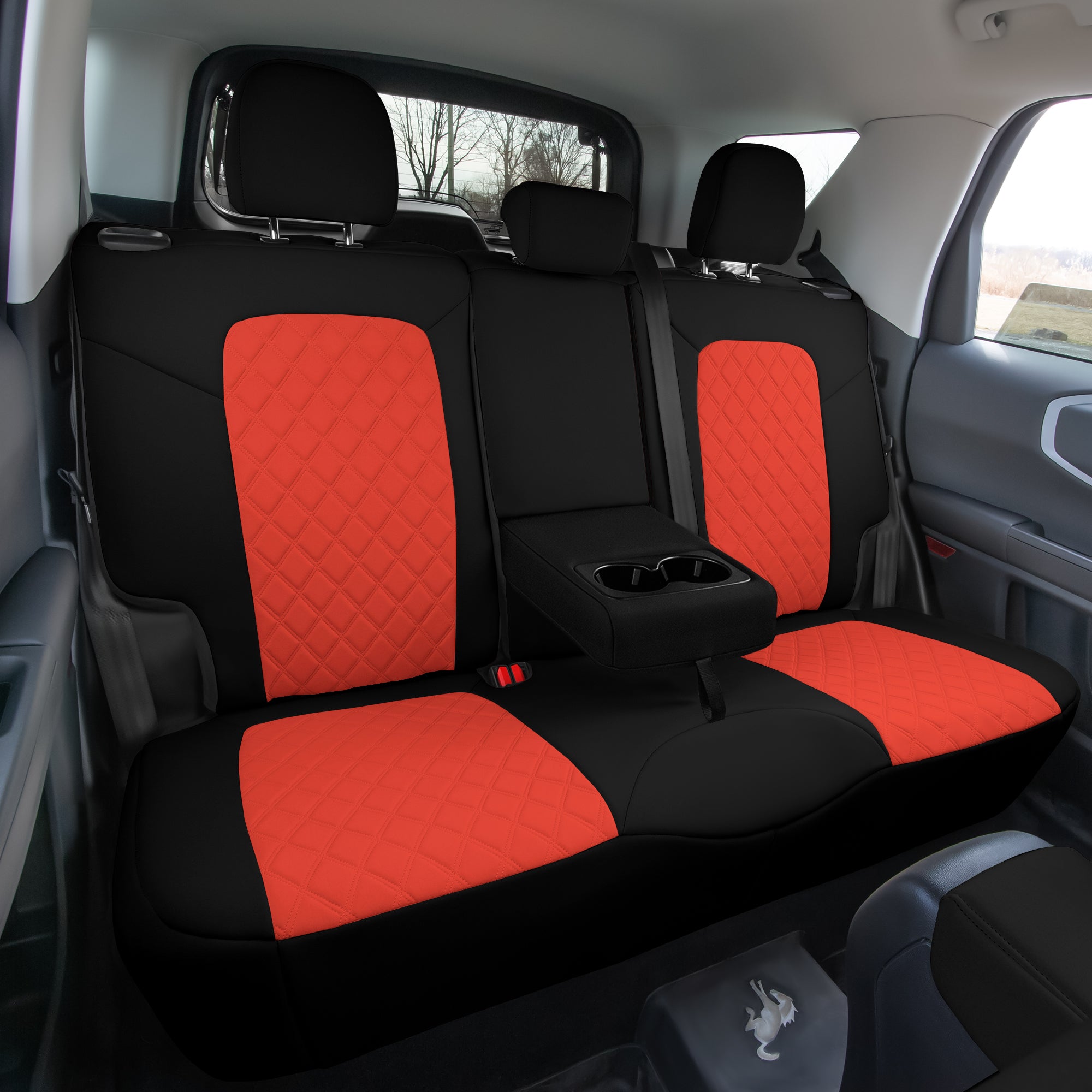 FH Group AFCM5018RED-REAR Red Neoprene Custom Car Seat Cover For 2018-2023 Ford Bronco Sport with Air Freshener