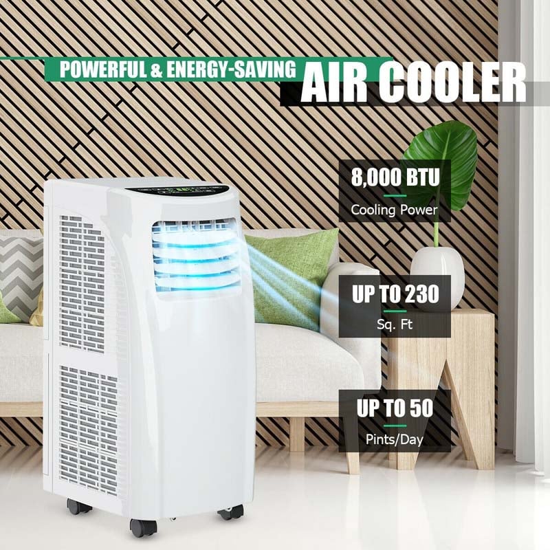 3-in-1 8000 BTU Portable Air Conditioner Cooler Fan with Dehumidifier Function & Sleep Mode