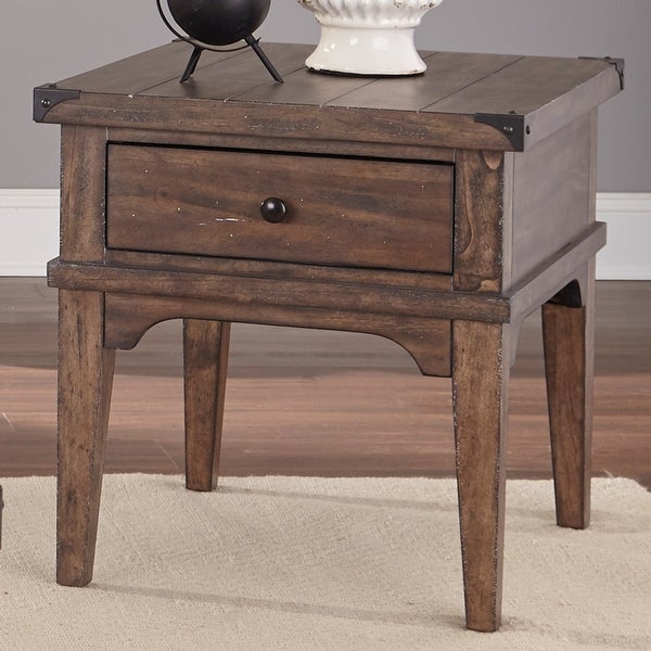 Aspen Skies Weathered Brown with Gray Hang Up End Table