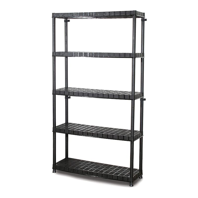 Ram Quality Products Optimo 16 inch 5 Tier Plastic Storage Shelves， Black