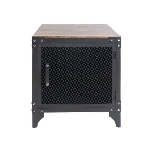 Furniture of America Conner Black and Dark Walnut Storage Side Table