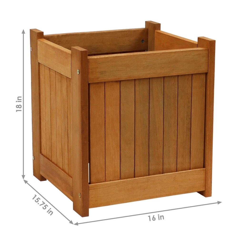 Sunnydaze Meranti Wood Outdoor Planter Box   16 Inch   Single   1