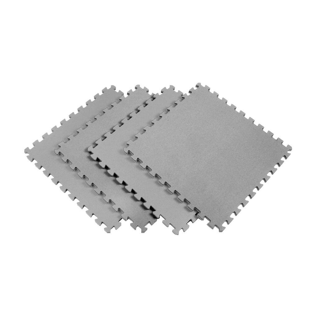 Norsk Multi-Purpose 24 in. x 24 in. Interlocking Gray Foam Flooring Recyclamat (4-Pieces) 240247