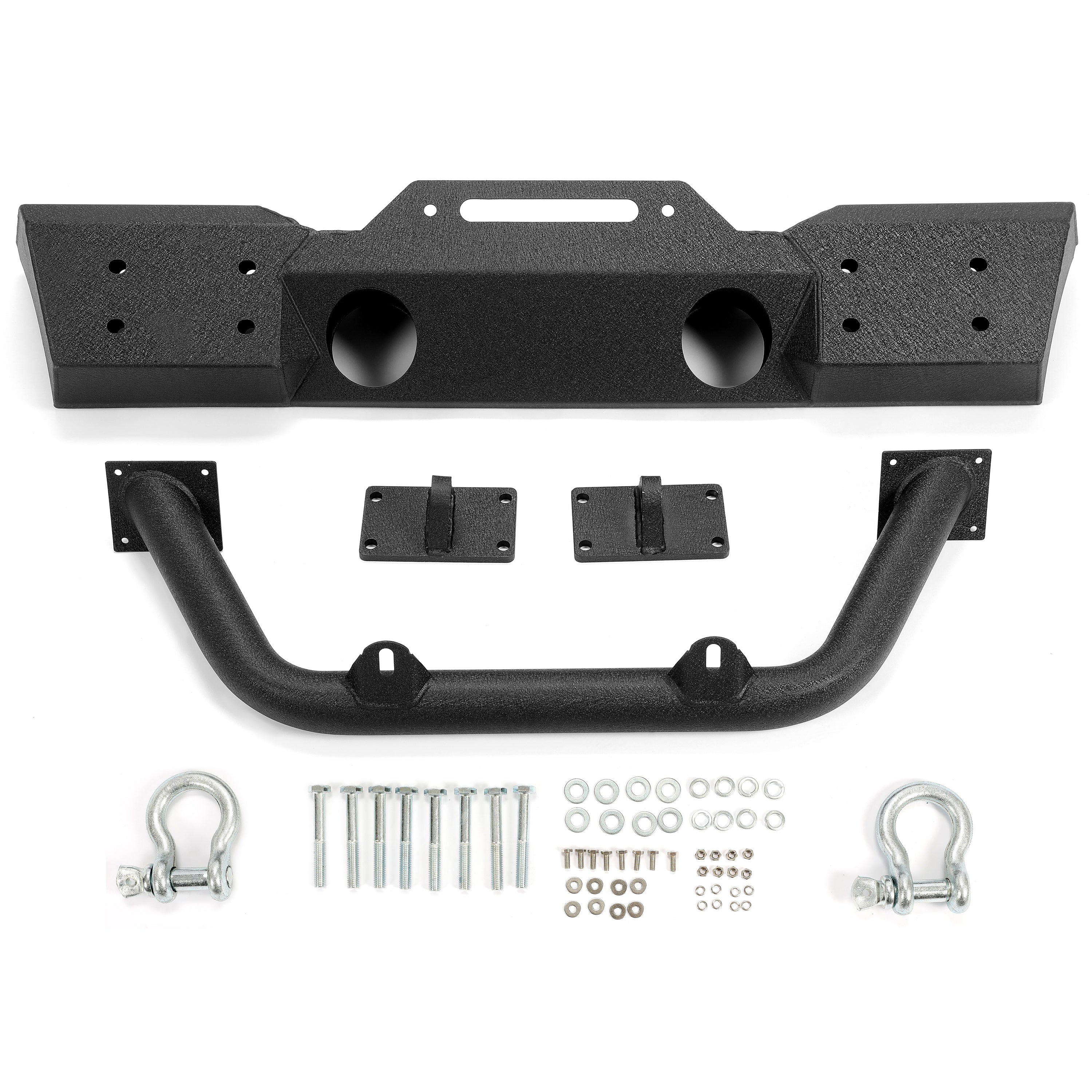 Fits For 2007-2018 Jeep Wrangler JK Stubby Front Bumper Winch Plate w/Fog Light Housing