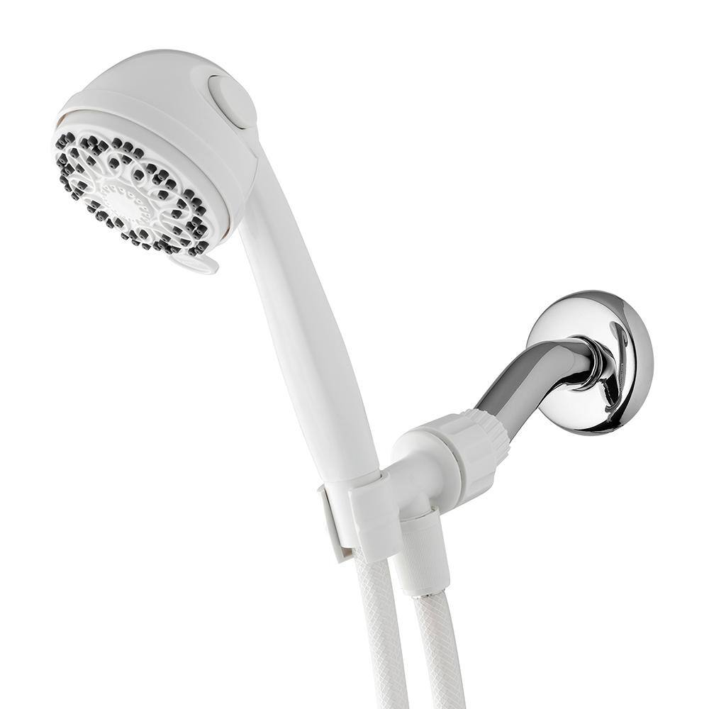 Waterpik 5-Spray 3.5 in. Single Wall Mount Handheld Shower Head in White FPC-551E