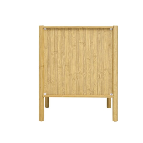 2 Drawer End Table Bamboo Side Table for Bedroom Living Room