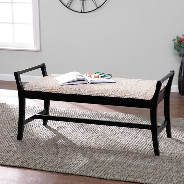 Water Hyacinth Bench Whitewashed black Aiden Lane